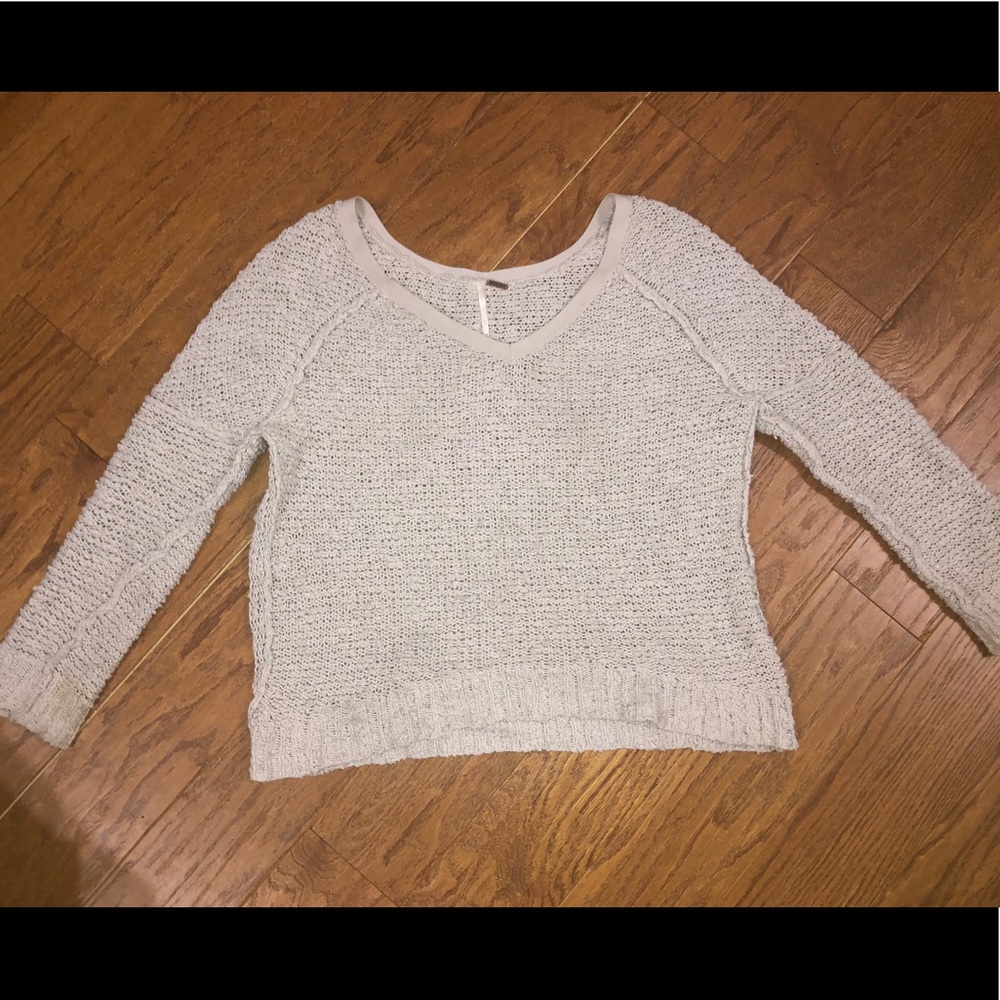 Knitted gray oversized free people sweater